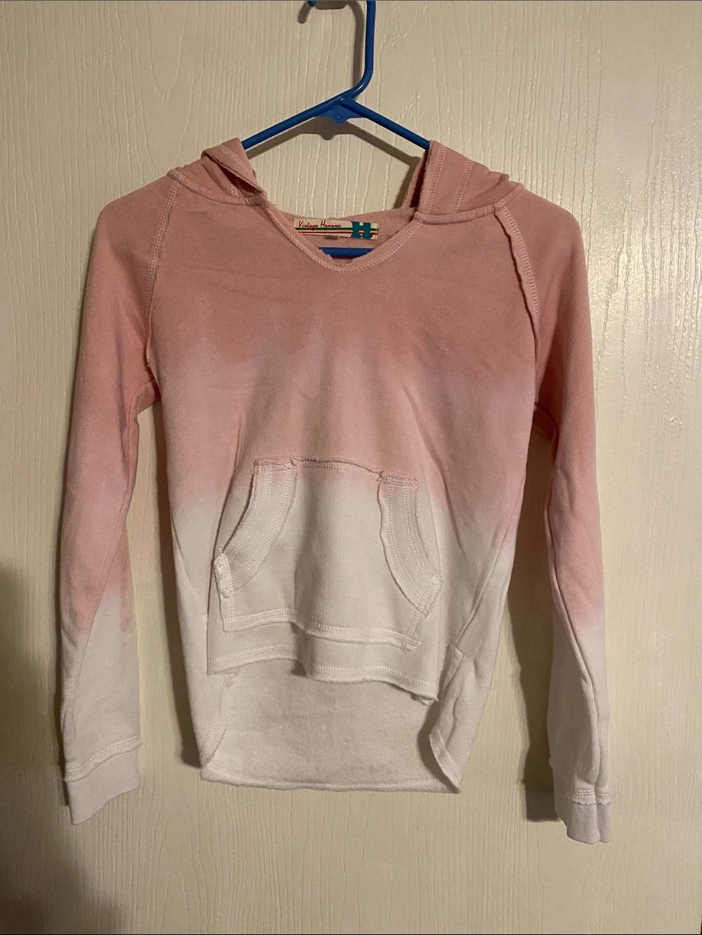 Vintage Havana Pink to White Ombre Hooded Pullover
